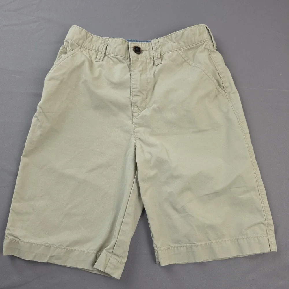 OshKosh Bgosh Chino Shorts Boys 12 Tan Excellent Adjustable Waist Cotton